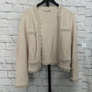 Alice + Olivia Noella Knit Jacket with Pearls